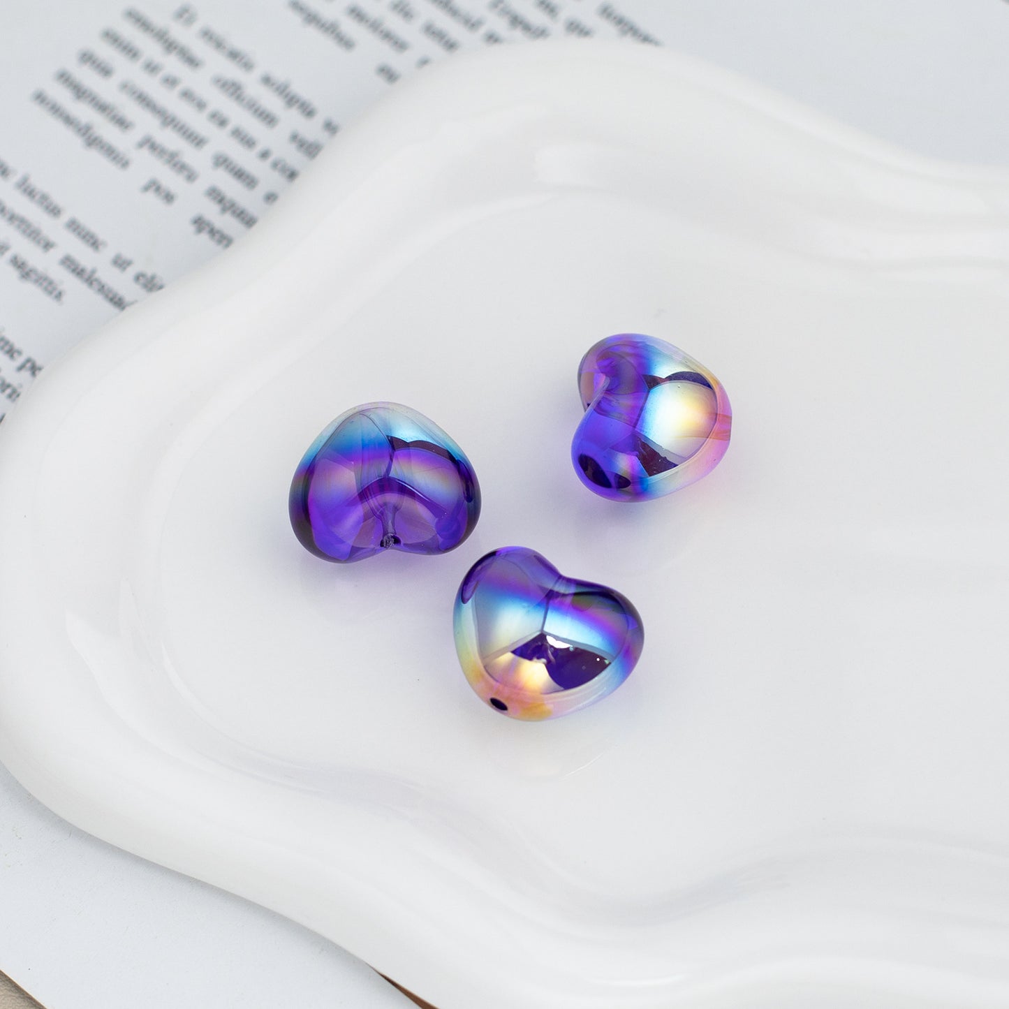 Chubby Heart Moonlight Electroplated Beads