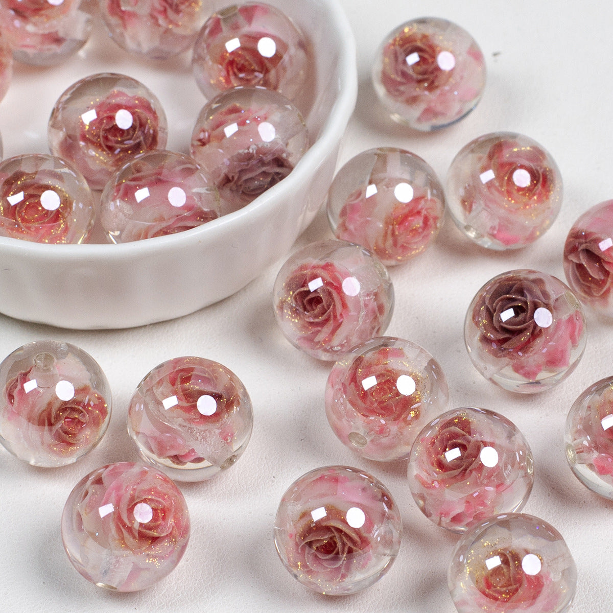 Luminous Electroplated Roselle Flower Resin Beads Picture color-08 16mm by Acrijoy