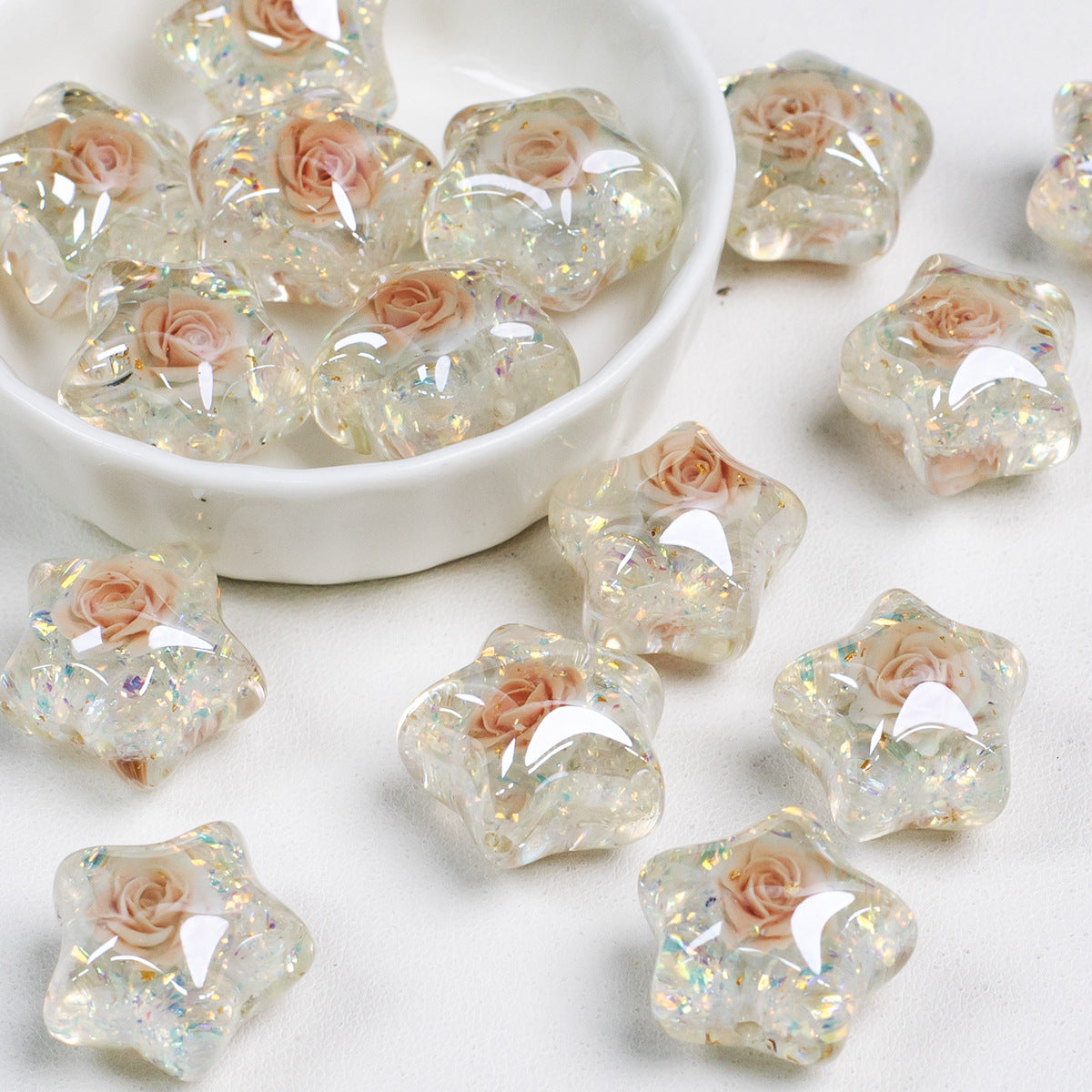 Diana Rose Pink Star Shaped Acrylic Beads Picture color-09 16mm by Acrijoy