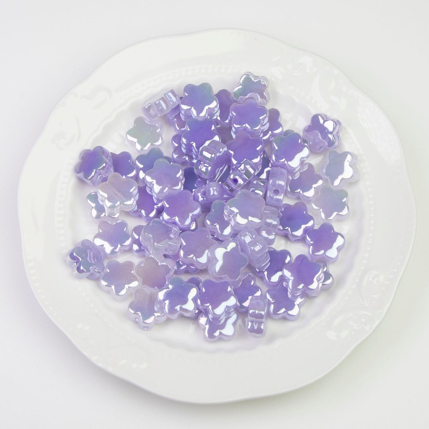 Moonlight Iridescent Floral Acrylic Beads