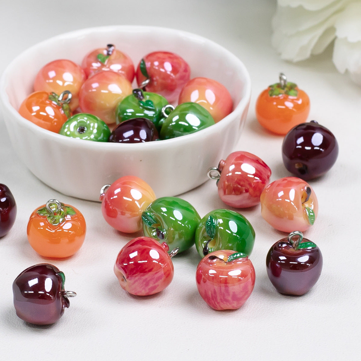 3D Moonlight Metallic Resin Apple Charms Rndm Mix Clr-01 10 by Acrijoy