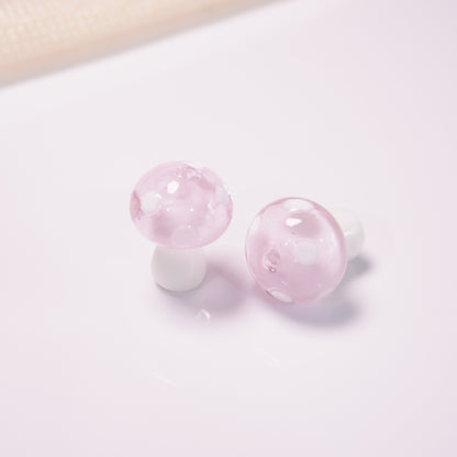 Colorful Mushroom Lampwork Glass Beads Pink by Acrijoy