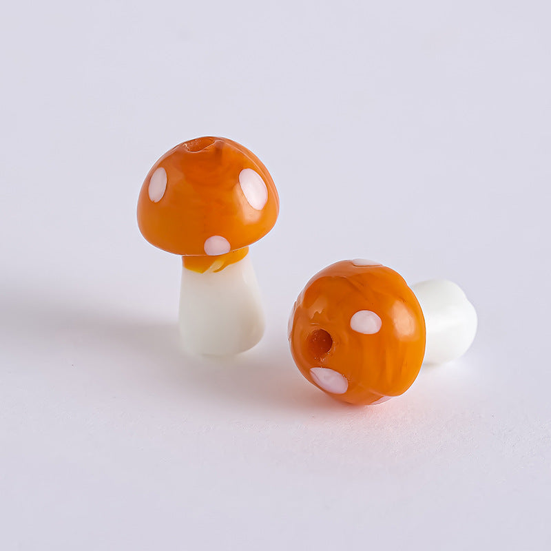 Colorful Mushroom Lampwork Glass Beads Orange by Acrijoy