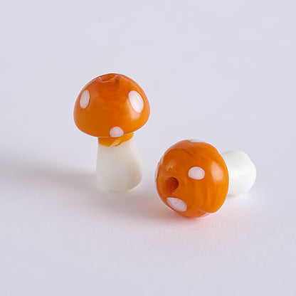 Colorful Mushroom Lampwork Glass Beads Orange by Acrijoy