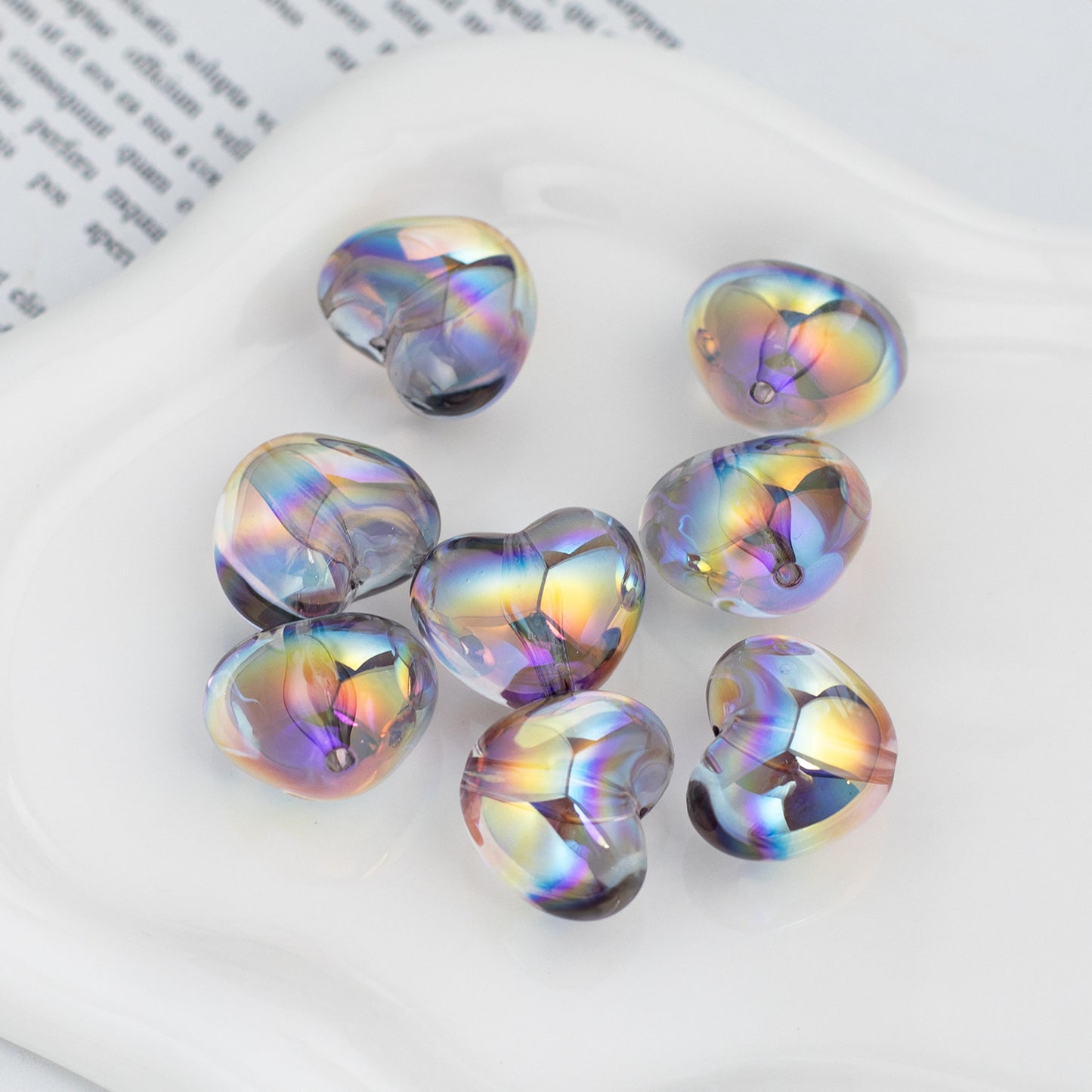 Chubby Heart Moonlight Electroplated Beads