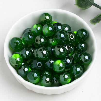 Moonlight Cat Eye Glass Beads Round Loose Picture color-18 10mm by Acrijoy