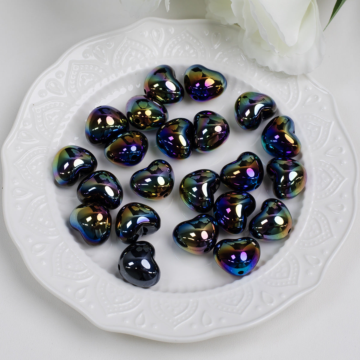 Cool Tone Heart Acrylic Beads