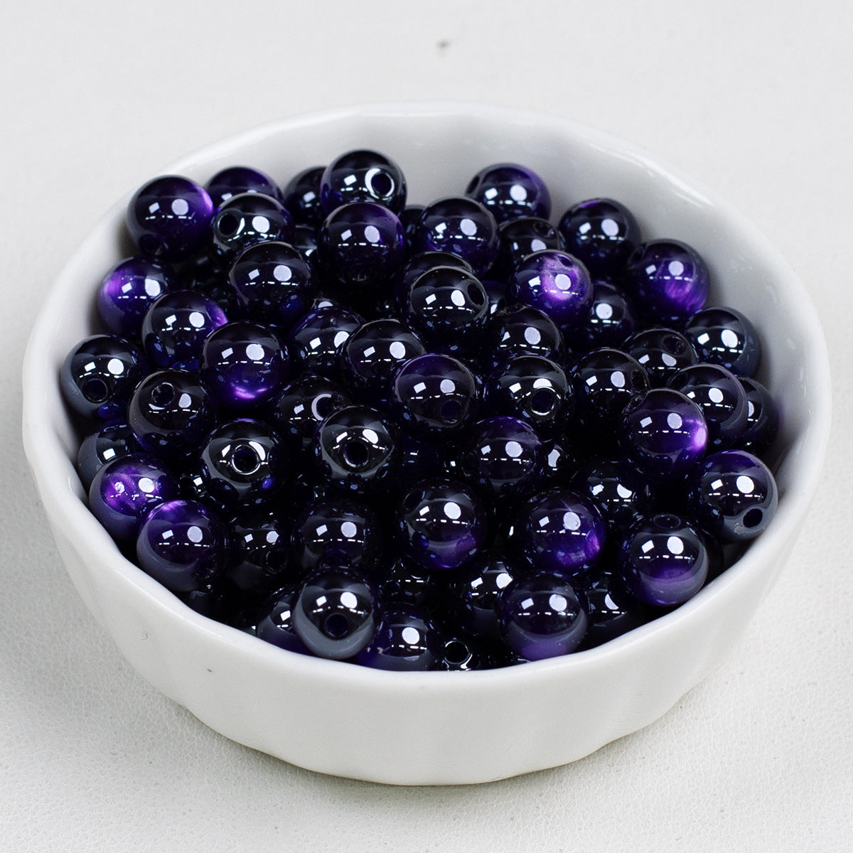 High Gloss Electroplated Moonlight Cat Eye Round Beads Picture color-28 8mm by Acrijoy