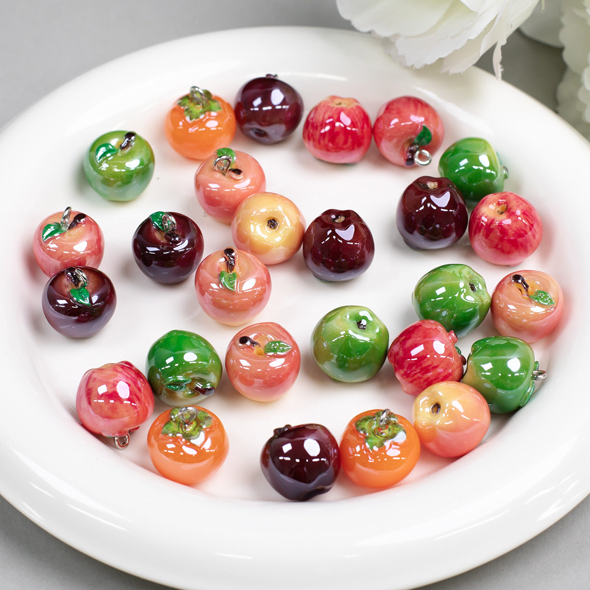 3D Moonlight Metallic Resin Apple Charms Rndm Mix Clr-02 10 by Acrijoy