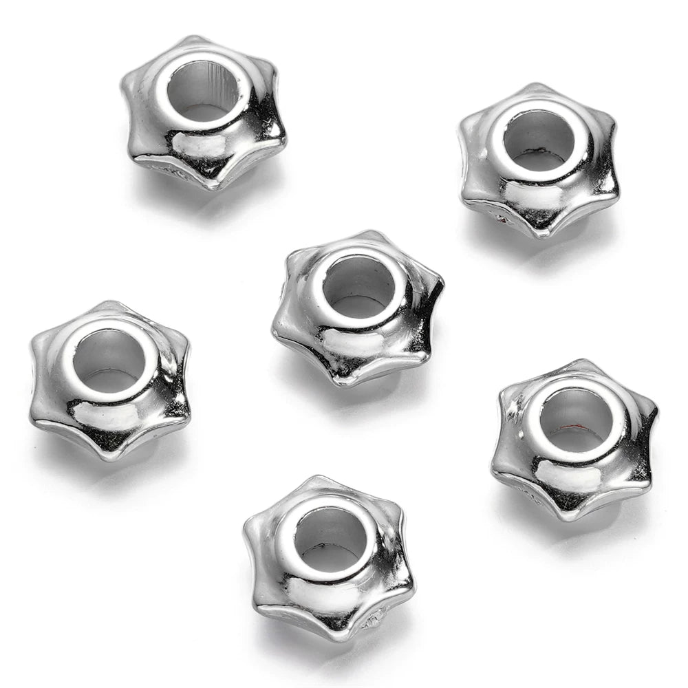 Large Hole Pearlescent Acrylic Spacer Beads 25 Silver 50 by Acrijoy
