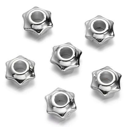 Large Hole Pearlescent Acrylic Spacer Beads 25 Silver 50 by Acrijoy