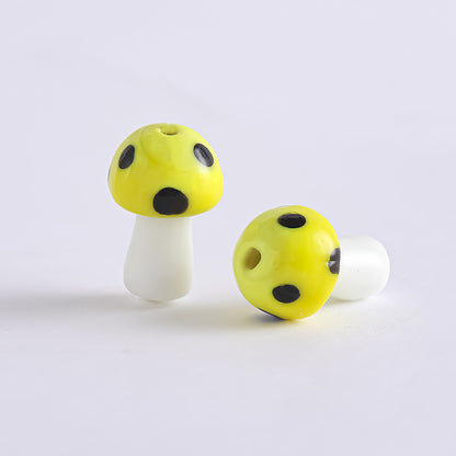 Colorful Mushroom Lampwork Glass Beads Yellow by Acrijoy