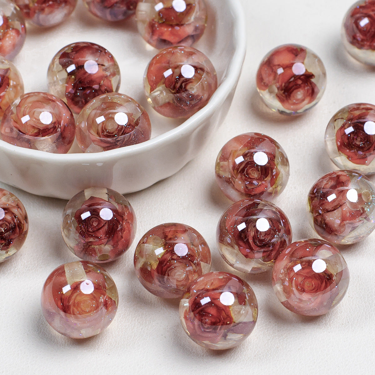 Electroplated Moonlight Carved Roselle Resin Beads Picture color-06 16mm by Acrijoy