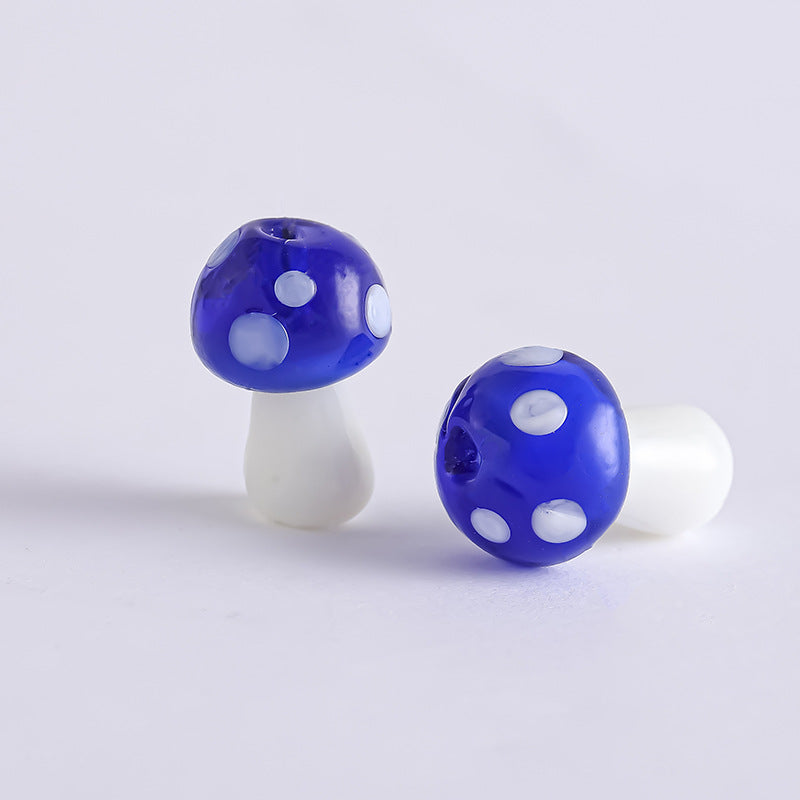 Colorful Mushroom Lampwork Glass Beads Royal Blue by Acrijoy