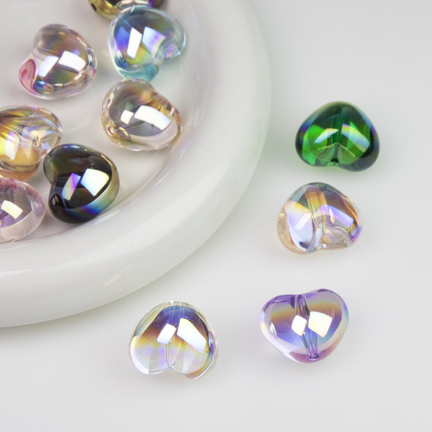 Chubby Heart Moonlight Electroplated Beads