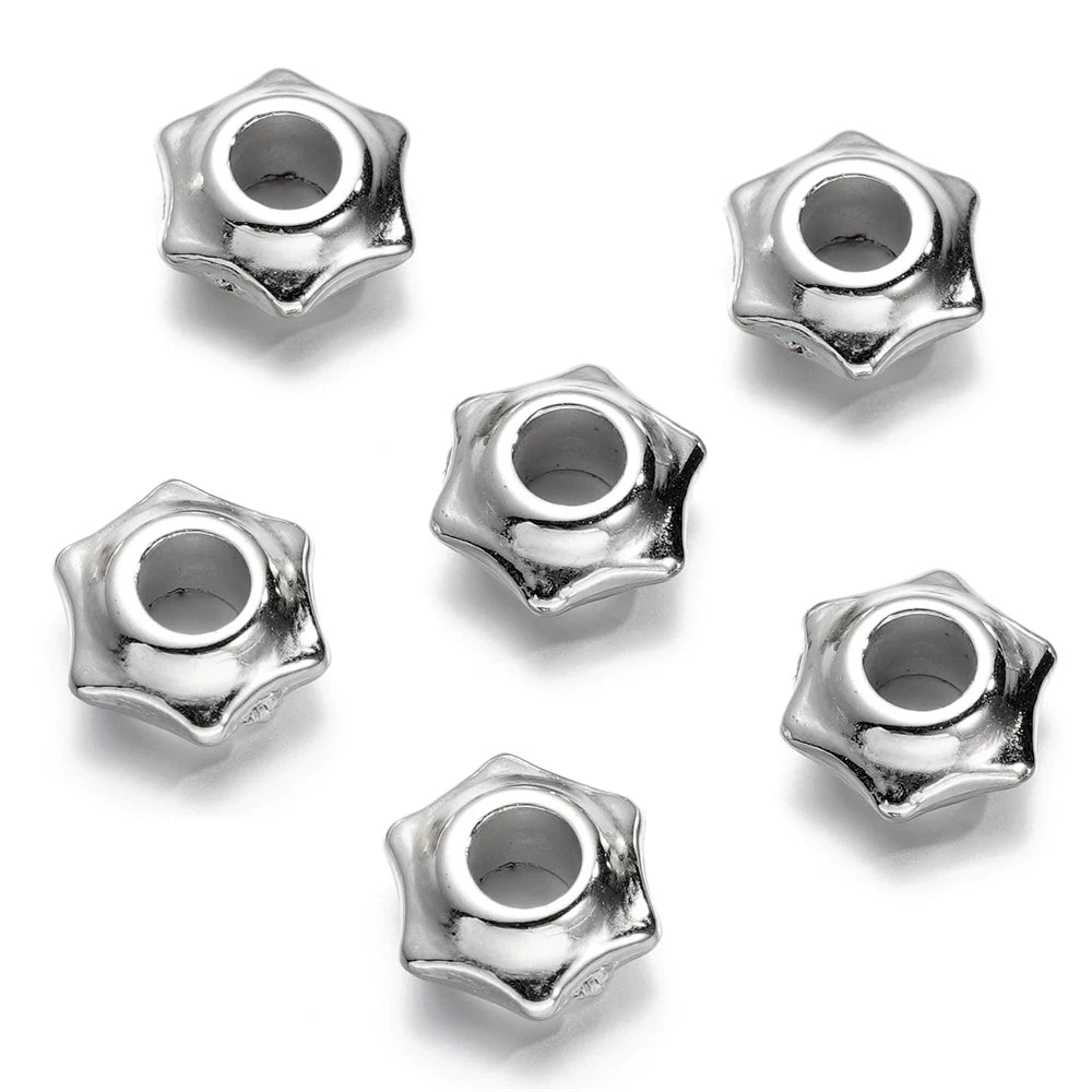 Large Hole Pearlescent Acrylic Spacer Beads 21 Silver 50 by Acrijoy