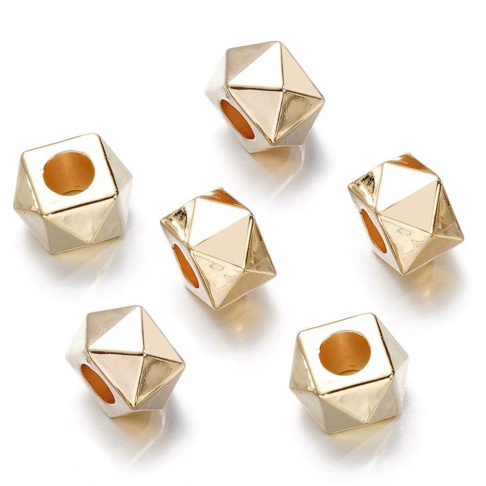 Large Hole Pearlescent Acrylic Spacer Beads 10 Golden 50 by Acrijoy