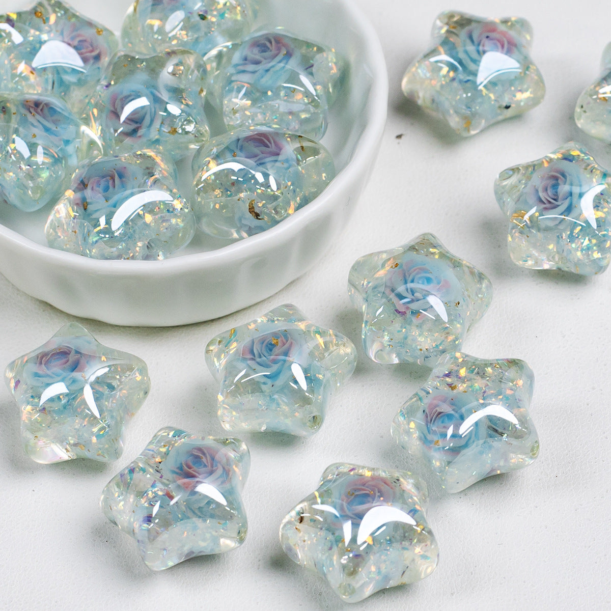 Diana Rose Pink Star Shaped Acrylic Beads Picture color-04 16mm by Acrijoy