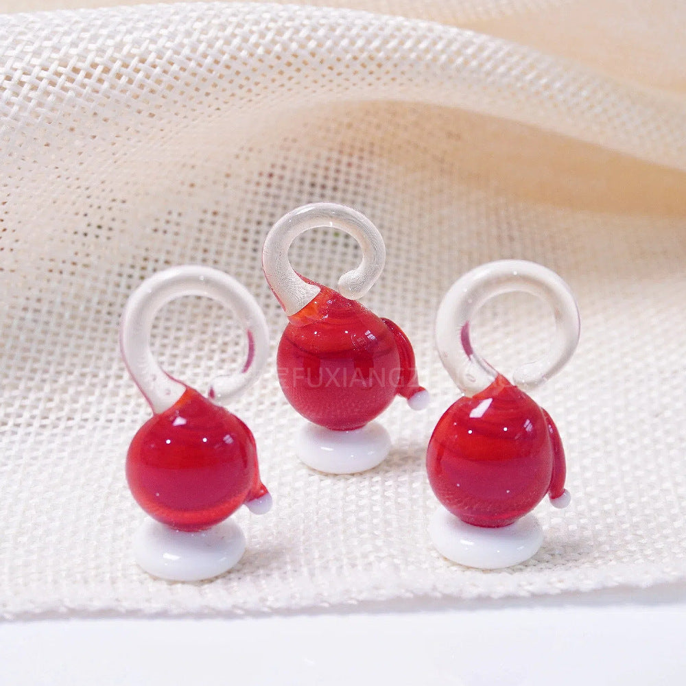 Festive Christmas Tree and Wreath Glass Beads Red Christmas hat by Acrijoy