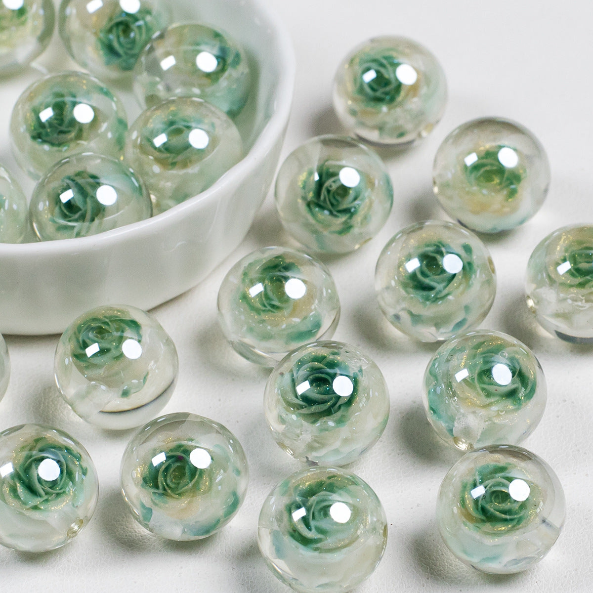 Luminous Electroplated Roselle Flower Resin Beads Picture color-03 16mm by Acrijoy