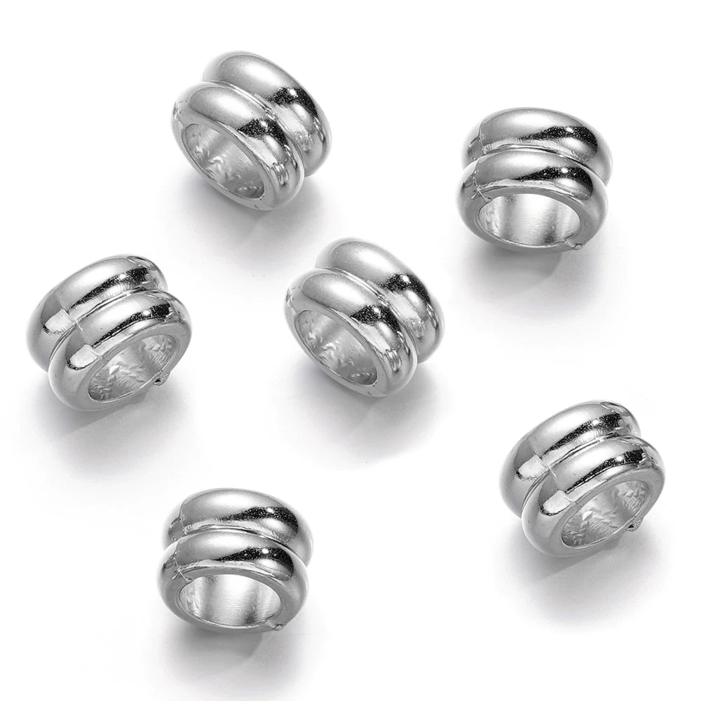 Large Hole Pearlescent Acrylic Spacer Beads 22 Silver 50 by Acrijoy