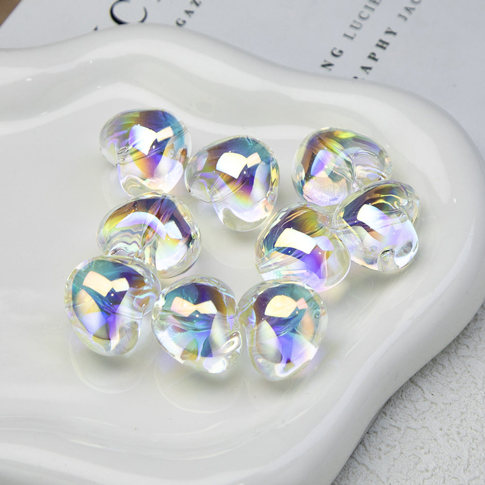 Chubby Heart Moonlight Electroplated Beads