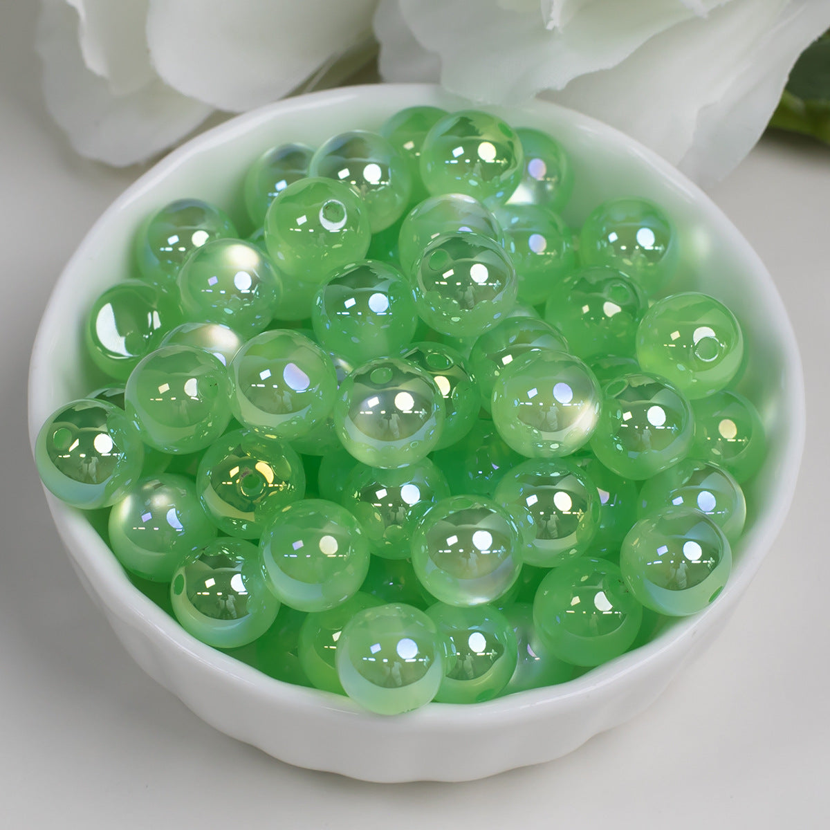 Moonlight Cat Eye Glass Beads Round Loose Picture color-24 10mm by Acrijoy