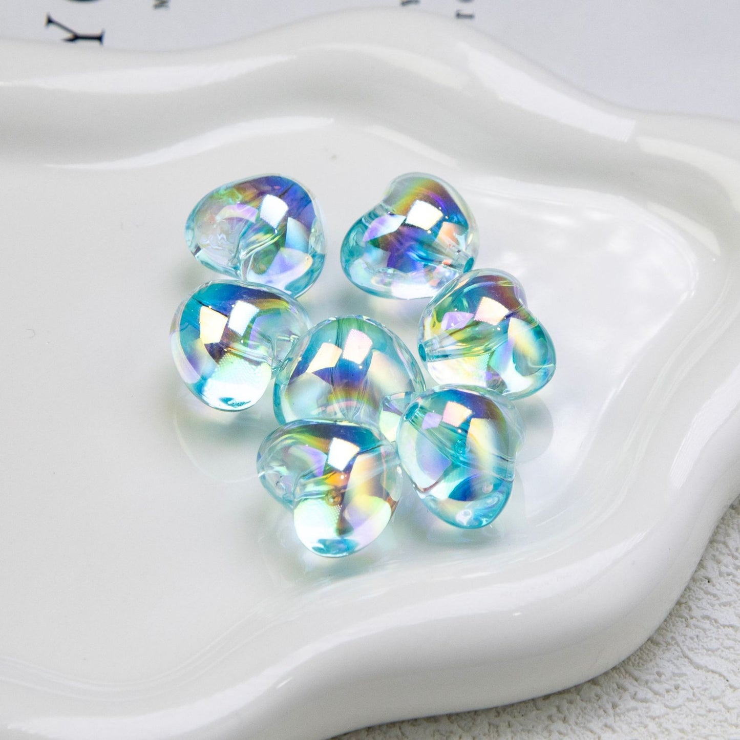 Chubby Heart Moonlight Electroplated Beads