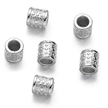 Large Hole Pearlescent Acrylic Spacer Beads 32 Silver 50 by Acrijoy
