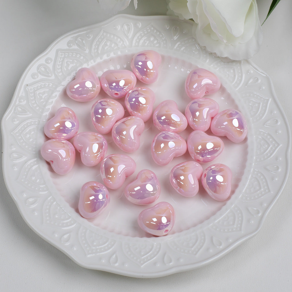 Cool Tone Heart Acrylic Beads