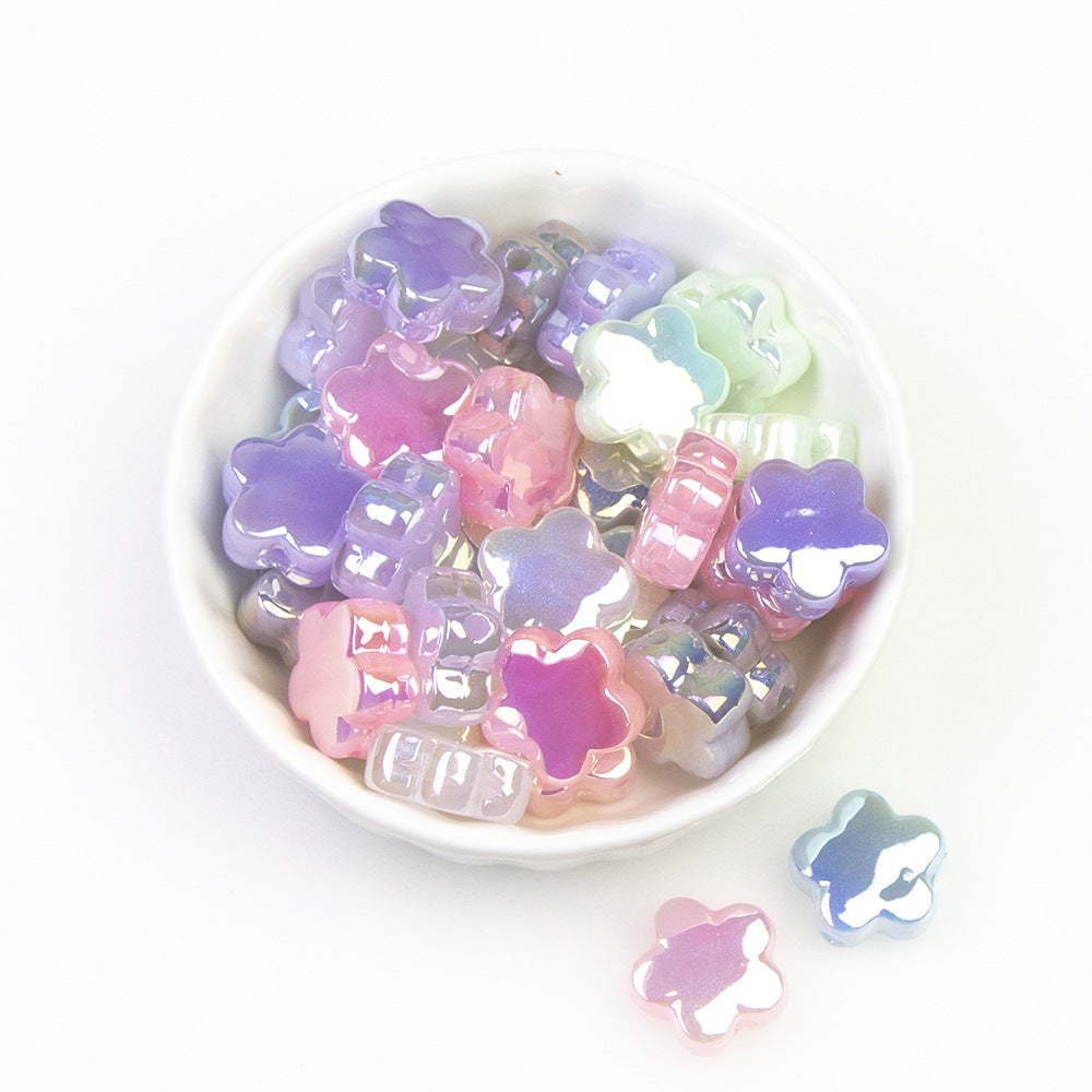 Moonlight Iridescent Floral Acrylic Beads