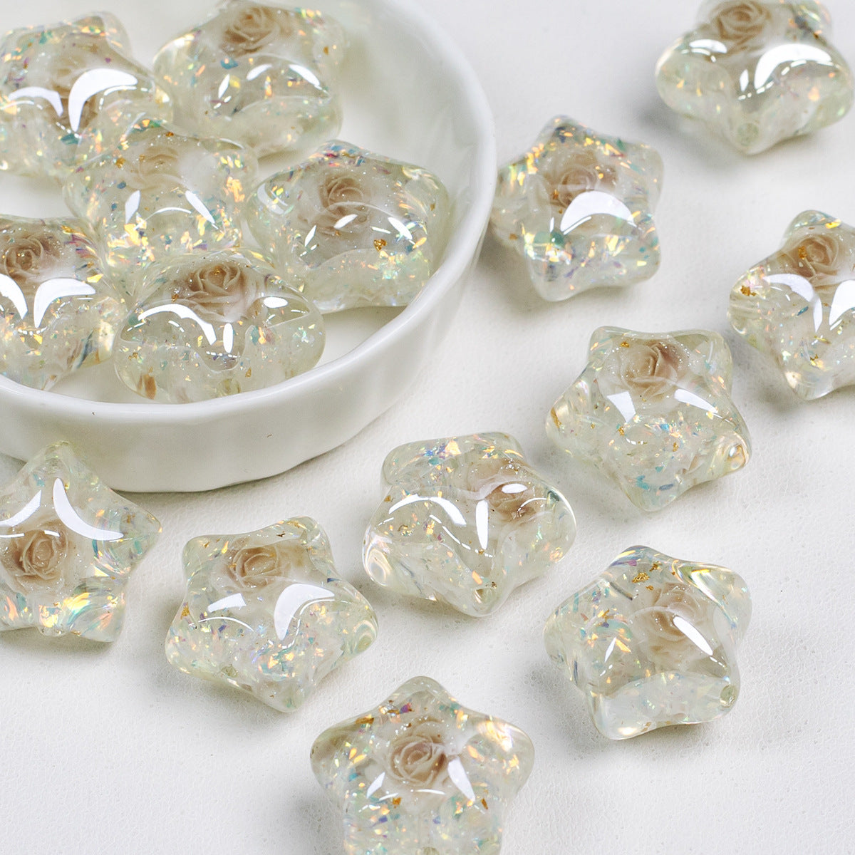 Diana Rose Pink Star Shaped Acrylic Beads Picture color-01 16mm by Acrijoy