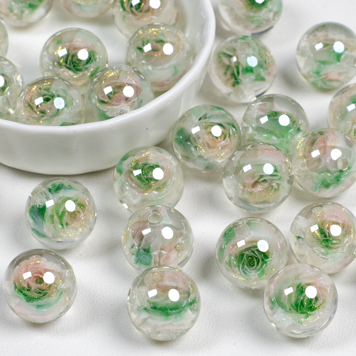 Luminous Electroplated Roselle Flower Resin Beads Picture color-10 16mm by Acrijoy