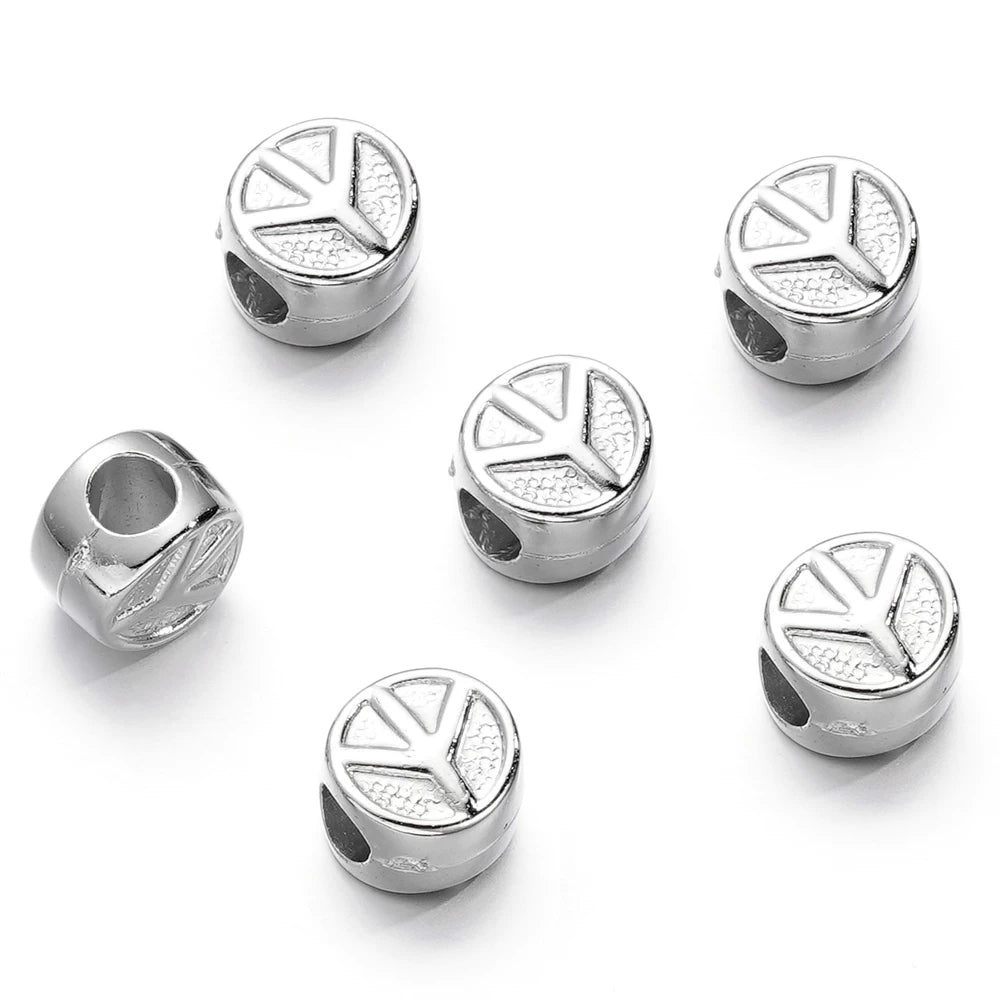 Large Hole Pearlescent Acrylic Spacer Beads 34 Silver 50 by Acrijoy