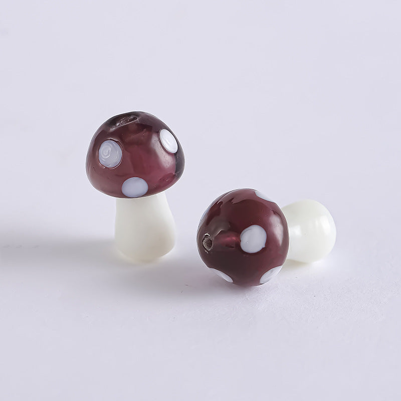 Colorful Mushroom Lampwork Glass Beads Purple by Acrijoy