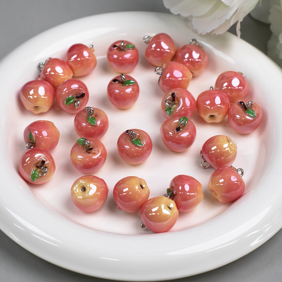 3D Moonlight Metallic Resin Apple Charms Picture color-10 10 by Acrijoy