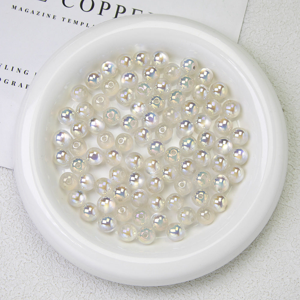 Moonlight Cat Eye Glass Beads Round Loose Picture color-02 10mm by Acrijoy