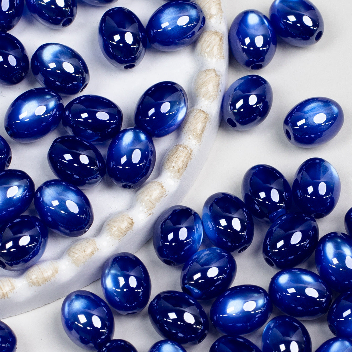 High Gloss Electroplated Cat Eye Teardrop Resin Beads Picture color-15 10*7.8mm by Acrijoy