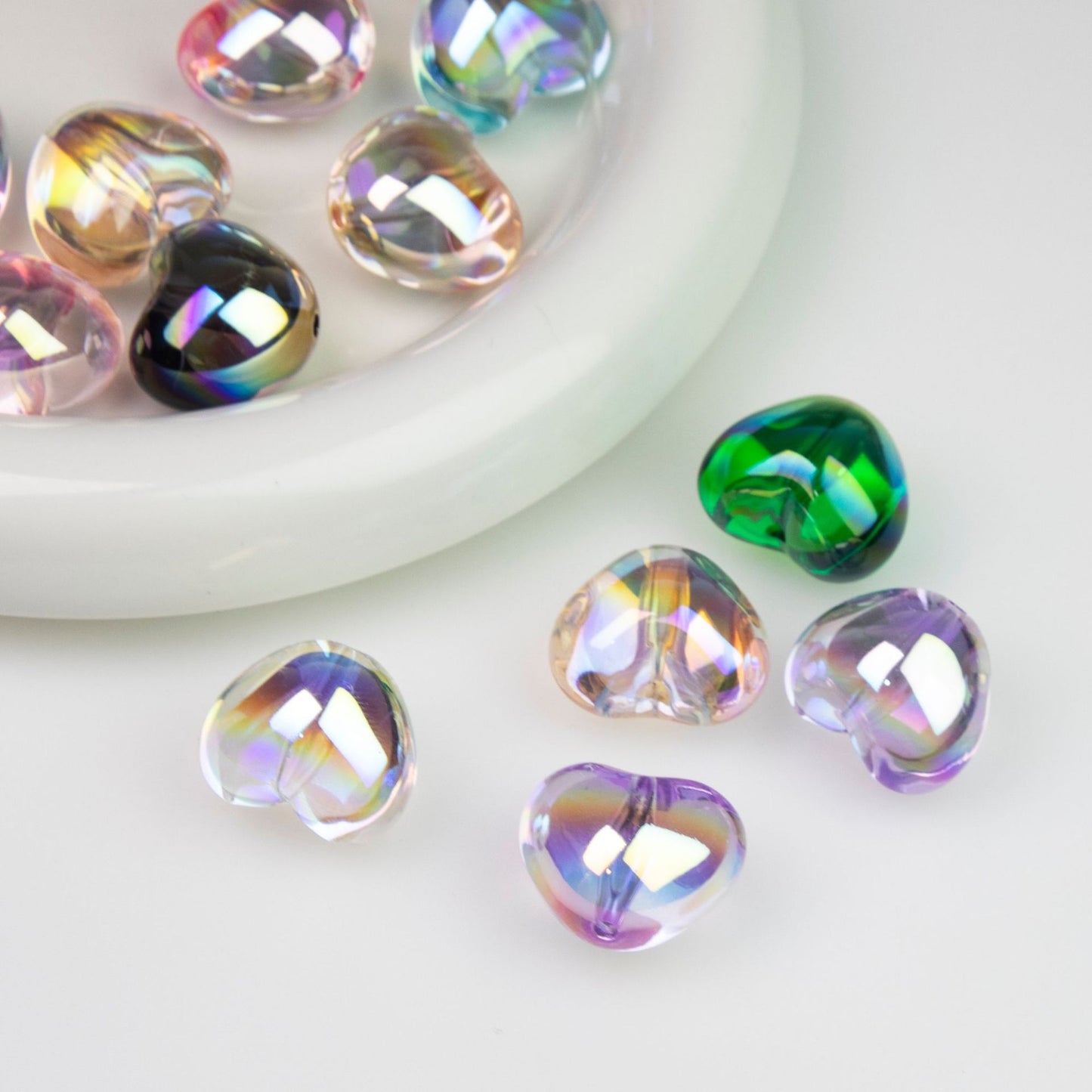 Chubby Heart Moonlight Electroplated Beads