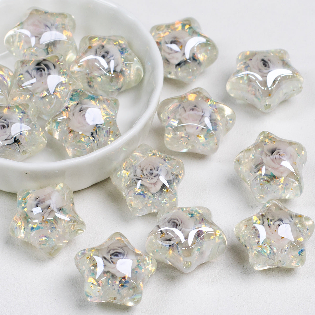 Diana Rose Pink Star Shaped Acrylic Beads Picture color-08 16mm by Acrijoy