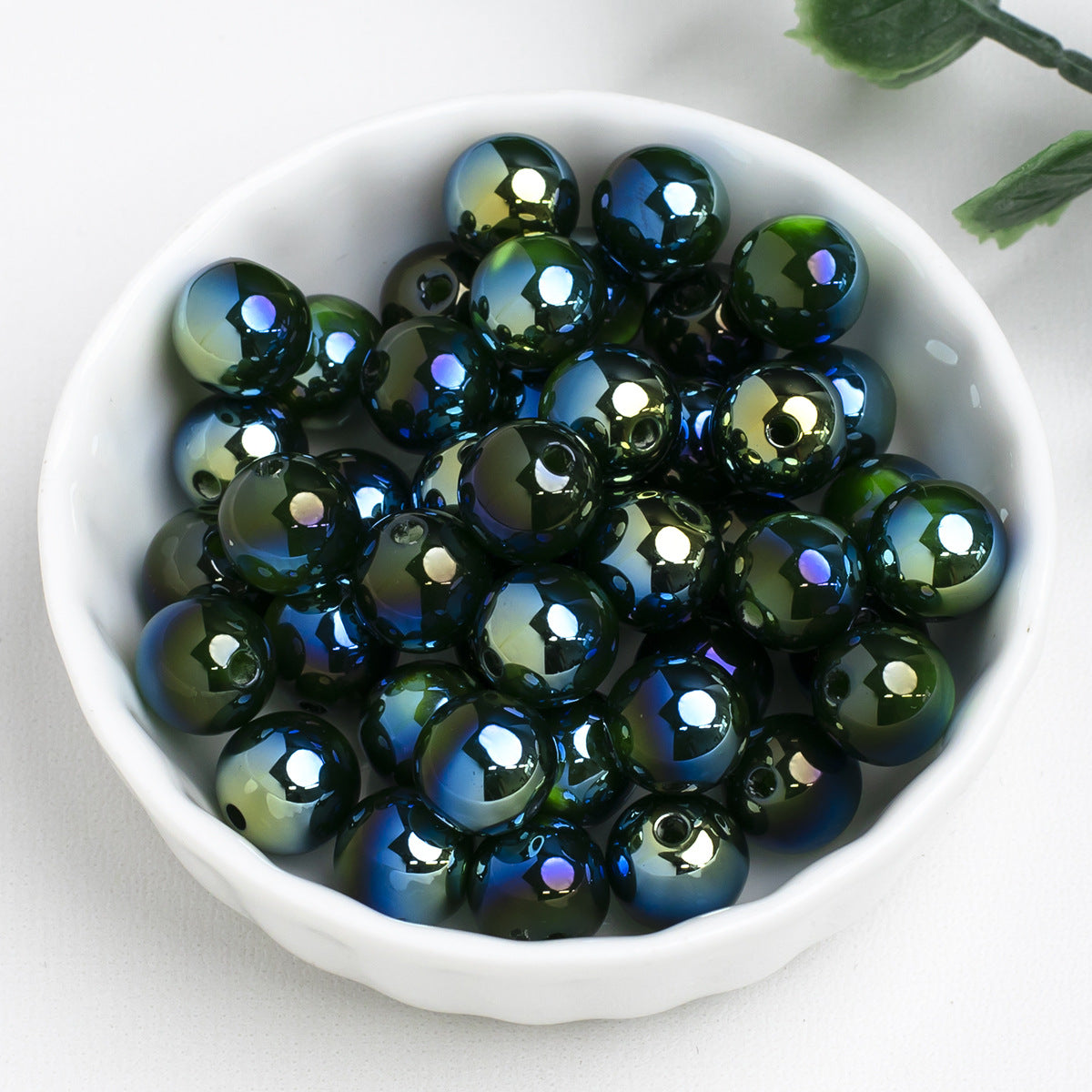Moonlight Cat Eye Glass Beads Round Loose Picture color-19 10mm by Acrijoy