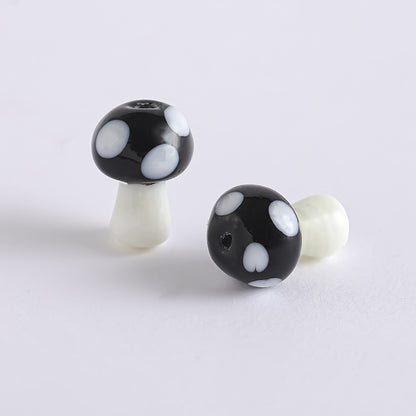Colorful Mushroom Lampwork Glass Beads Black by Acrijoy
