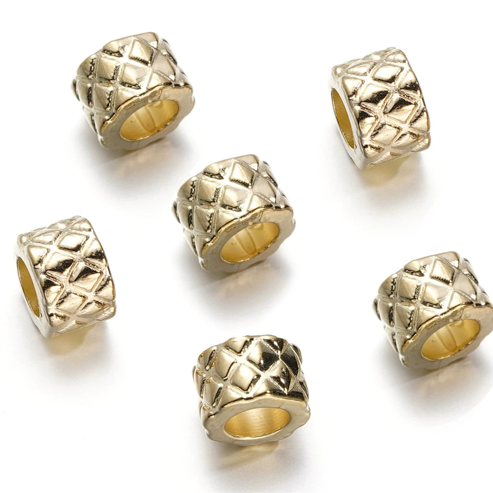 Large Hole Pearlescent Acrylic Spacer Beads 01 Golden 50 by Acrijoy