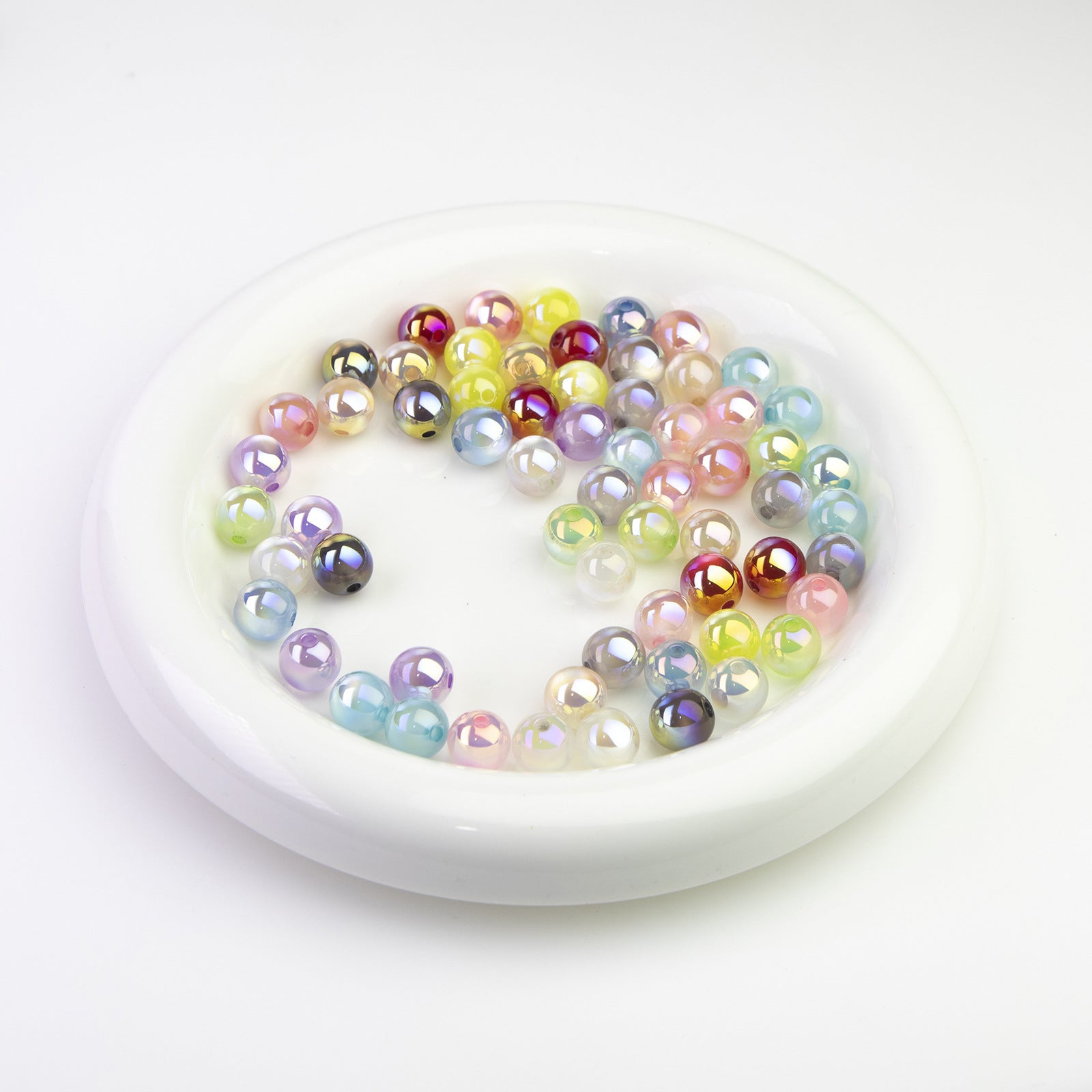 Moonlight Cat Eye Glass Beads Round Loose Picture color-01 10mm by Acrijoy