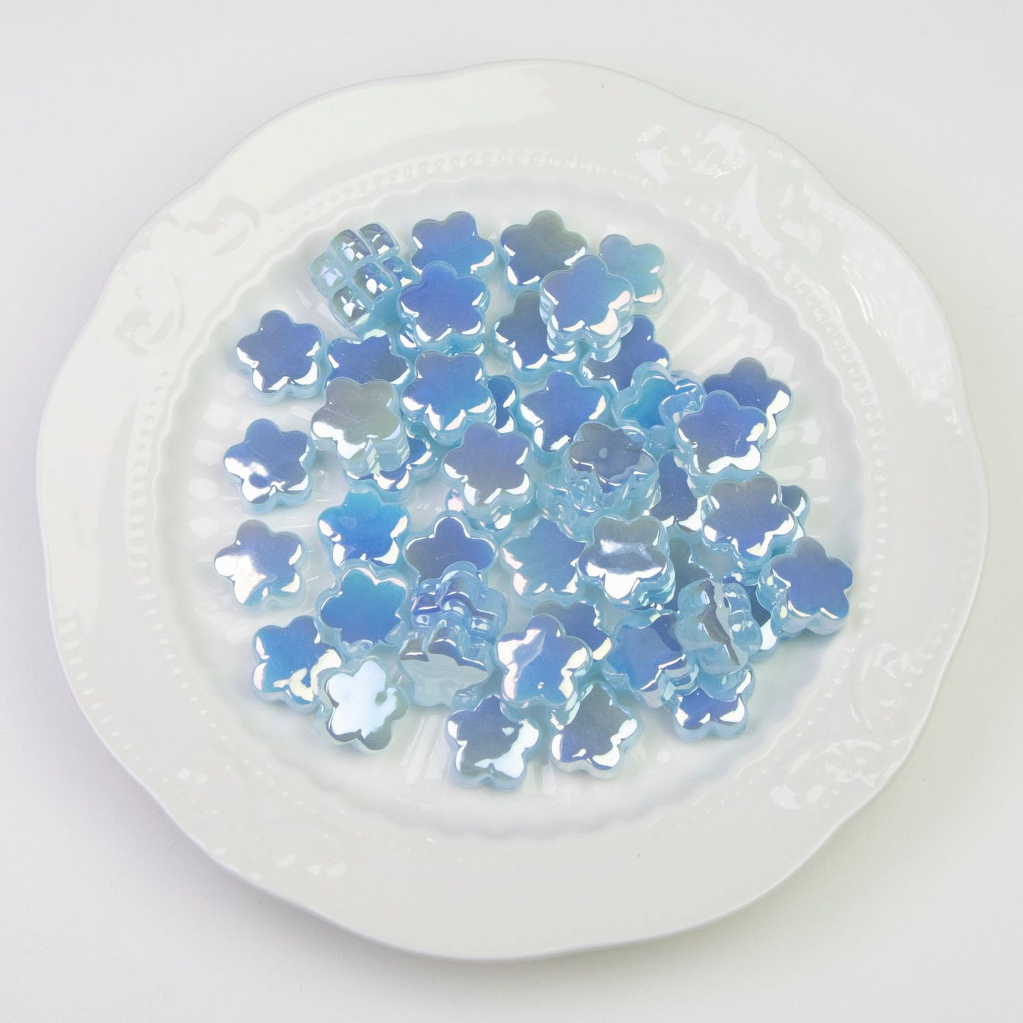 Moonlight Iridescent Floral Acrylic Beads