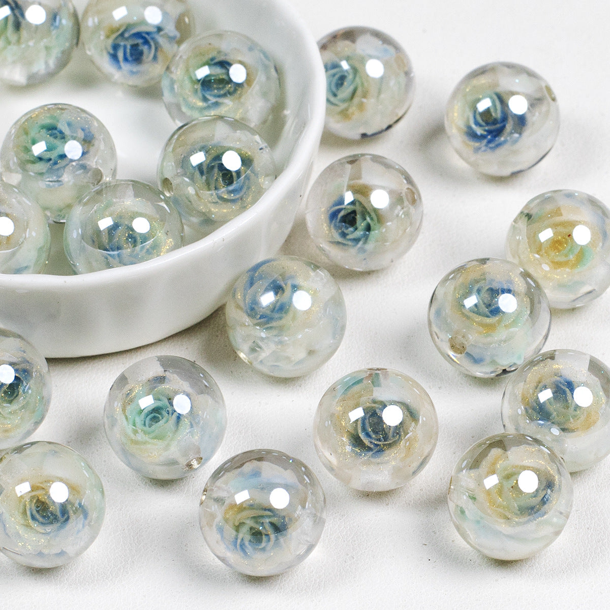 Luminous Electroplated Roselle Flower Resin Beads Picture color-09 16mm by Acrijoy