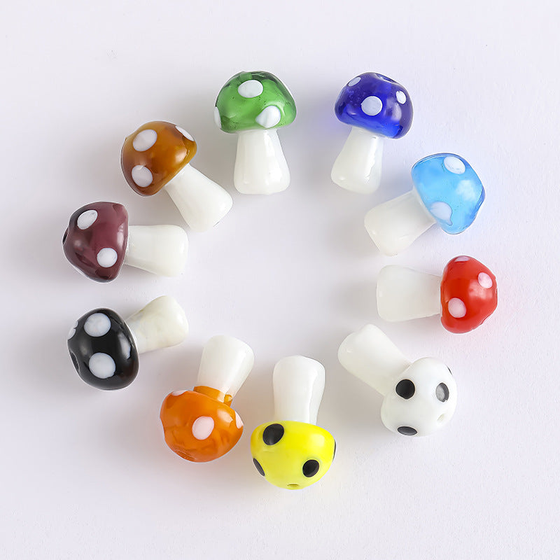Colorful Mushroom Lampwork Glass Beads Mixed colors by Acrijoy