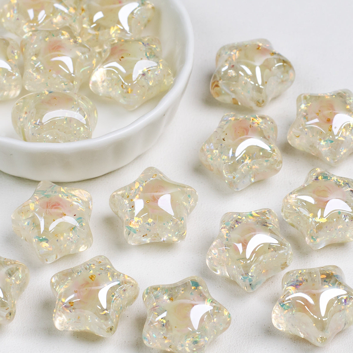 Diana Rose Pink Star Shaped Acrylic Beads Picture color-07 16mm by Acrijoy