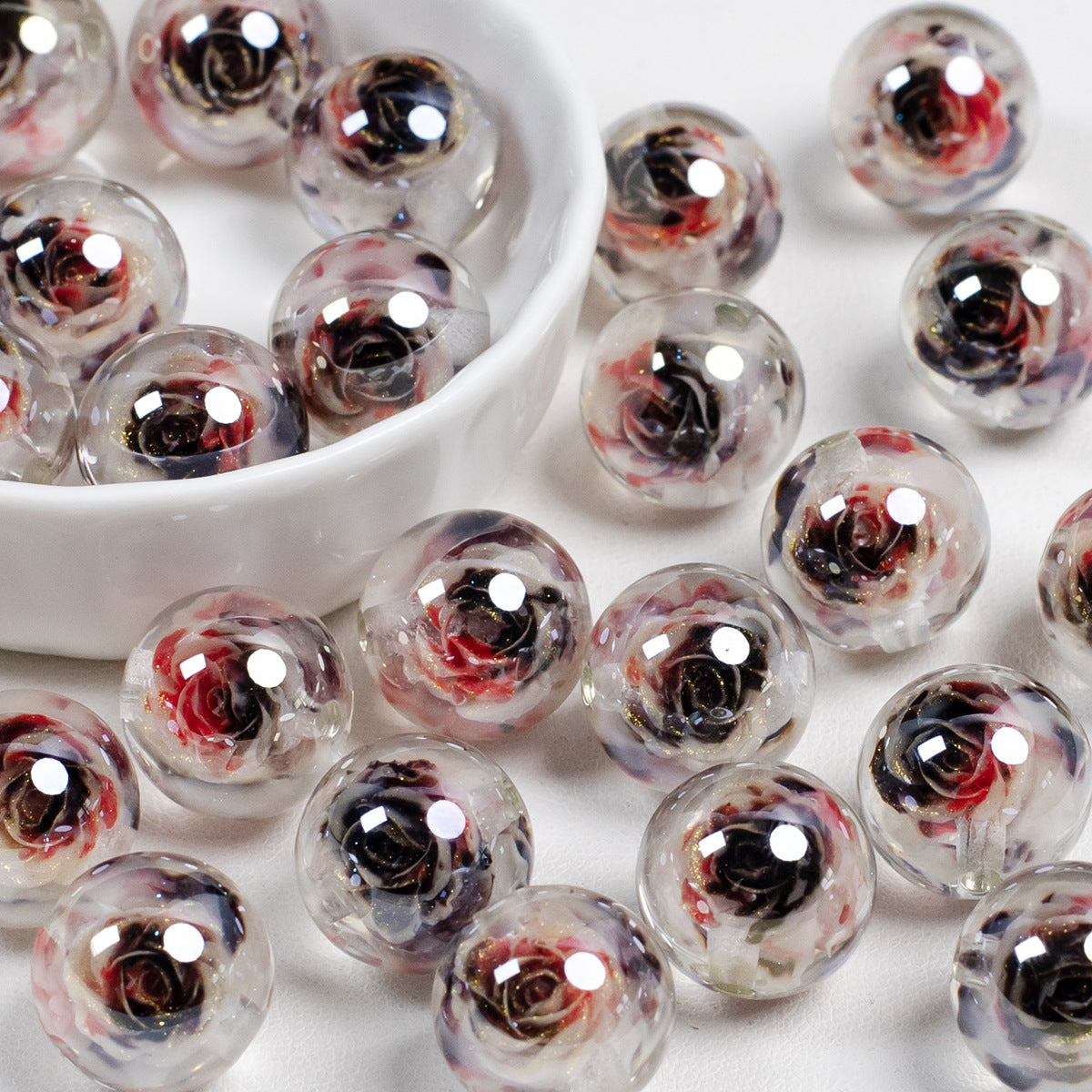 Luminous Electroplated Roselle Flower Resin Beads Picture color-04 16mm by Acrijoy