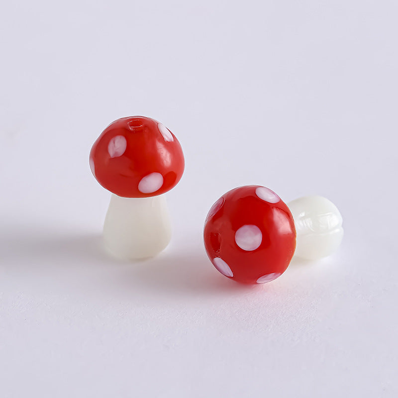 Colorful Mushroom Lampwork Glass Beads Red by Acrijoy
